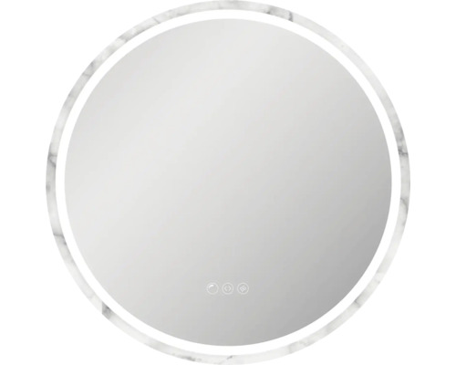 Miroir rond avec cadre en marbre et éclairage intégré