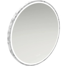 Miroir rond avec éclairage LED et cadre en marbre