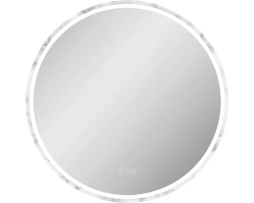 Miroir rond avec cadre en marbre et éclairage LED