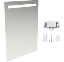 Rechteckiger Badspiegel mit LED Beleuchtung und Befestigungsmaterial