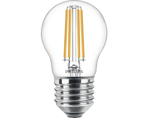 Ampoule sphérique LED P45 transparente E27/6,5W(60W) 806 lm 2700 K blanc chaud