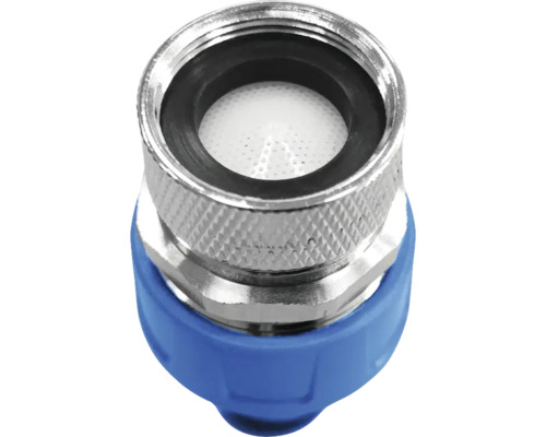 Wasserhahnbelüfter mit Außengewinde und blauem Griff
