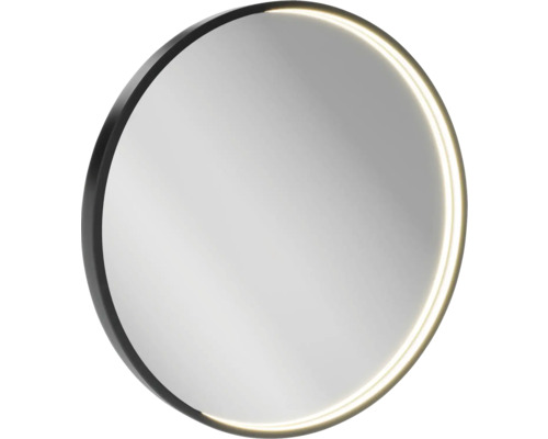 Miroir de salle de bains Badmobill Craft Linus Ø 600 mm IP 44 noir avec capteur Miroir rond avec éclairage intégré