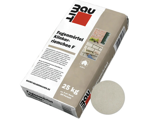 Mortier de jointoiement Baumit pour plaquettes de parement en clinker F gris blanc 25 kg Sac de mortier de jointoiement pour plaquettes de parement en clinker de 25 kilogrammes