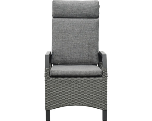 Fauteuil de jardin avec dossier haut et coussins gris