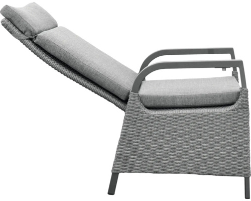 Fauteuil de jardin avec dossier réglable et coussin gris