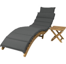 Chaise longue en bois avec coussin et table d''appoint