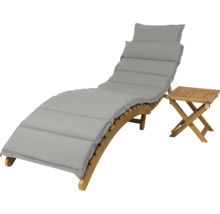 Bain de soleil avec coussin et table d''appoint en bois