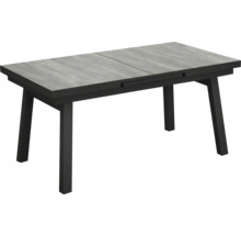 Table de salle à manger extensible avec plateau aspect bois et structure foncée