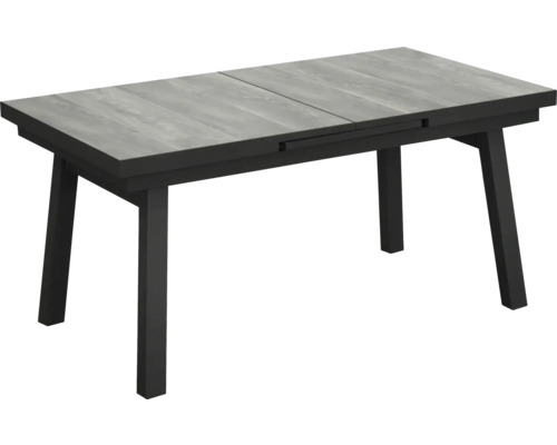 Table de salle à manger extensible avec plateau aspect bois et structure foncée