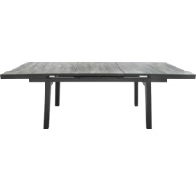 Table de jardin extensible avec plateau gris structuré et cadre noir