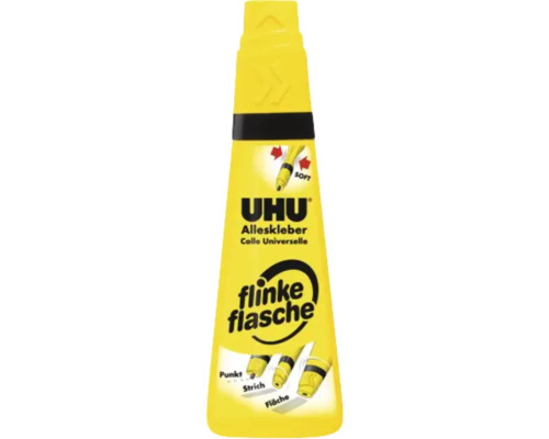 Uhu Alleskleber in einer gelben, flexiblen Flasche