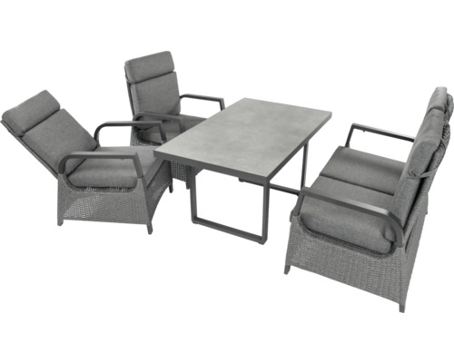 Ensemble de meubles de jardin gris avec table et fauteuils