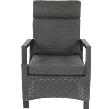 Fauteuil de jardin avec coussins gris et aspect rotin