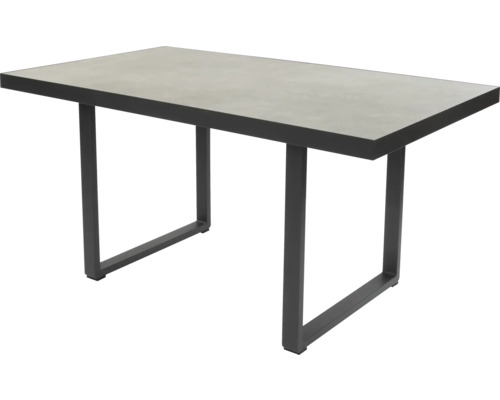Table de jardin rectangulaire avec pieds en métal et plateau