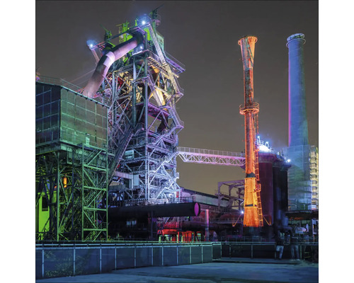 Glasbild Duisburg Landschaftspark dunkel 30x30 cm
