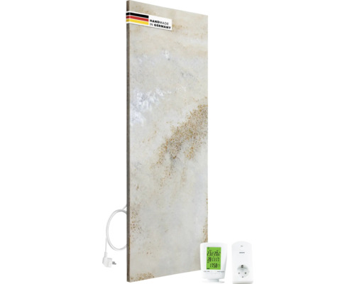 Chauffage infrarouge en pierre naturelle Marwona Shiva 100x40 cm 800 watts avec thermostat radio et récepteur