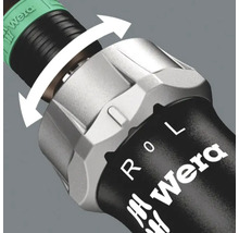 Detailaufnahme eines Wera Schraubendrehers mit Umschalthebel und Drehrichtungspfeil