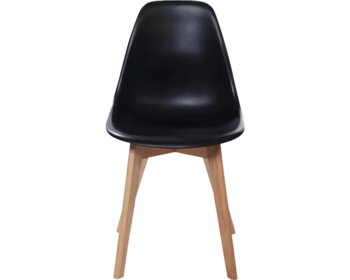 Schwarzer Stuhl mit Holzbeinen