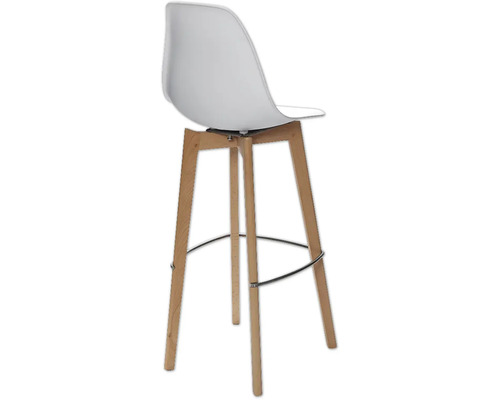 Tabouret avec assise en plastique et pieds en bois