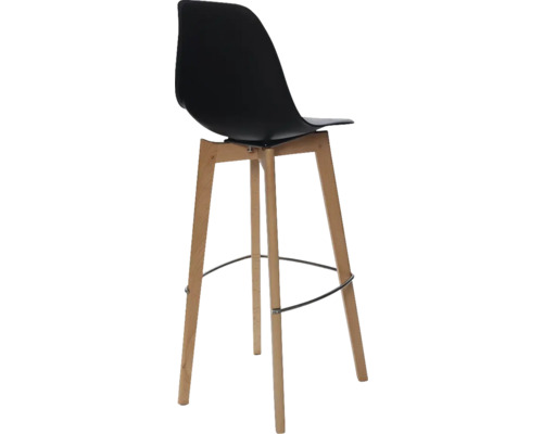 Tabouret de bar avec assise noire et pieds en bois