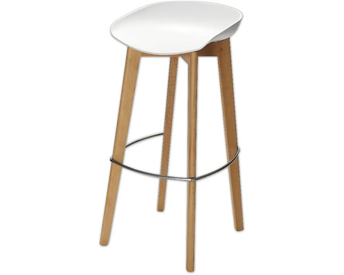 Tabouret de bar avec pieds en bois et repose-pieds