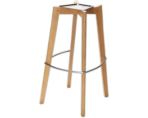 Tabouret en bois avec repose-pieds