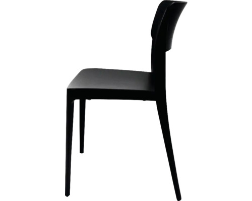 Schwarzer Stuhl im Profil
