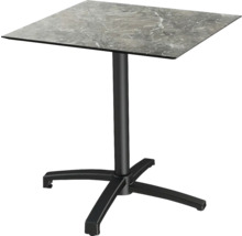 Table carrée avec plateau en marbre et cadre noir