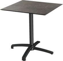 Table haute carrée avec plateau et pied en métal