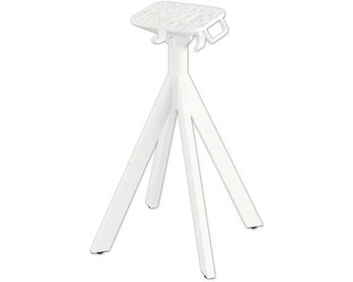 Weißer Klapphocker mit drei Beinen