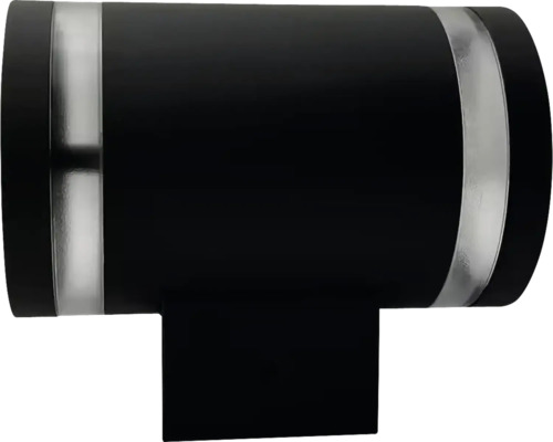 Schwarze Wandleuchte mit Lichtaustritt nach oben und unten