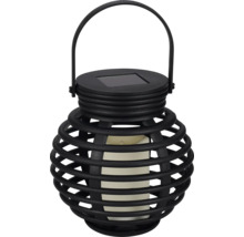 Schwarze Solar Laterne mit Tragegriff und Kerze