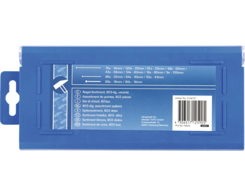 Nagelsortiment, 803-teilig, verzinkt
