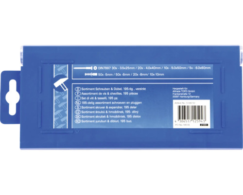 Assortiment de vis et chevilles, 195 pièces