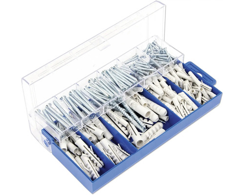 Boîte d''assortiment avec vis et chevilles