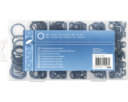 Dichtungssortiment, 445-teilig im Sortimentskasten