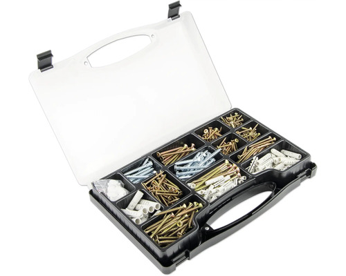 Boîte d''assortiment avec vis et chevilles