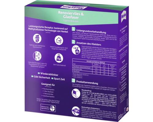 Colle à papier peint Metylan pour voile de rénovation et fibre de verre, conditionnement de 500 grammes