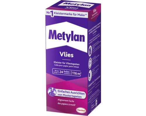 Colle à tapisser papier peint intissé Metylan 720 g Paquet de colle à papier peint Metylan Vlies pour jusqu''à 24 rouleaux ou 116 mètres carrés