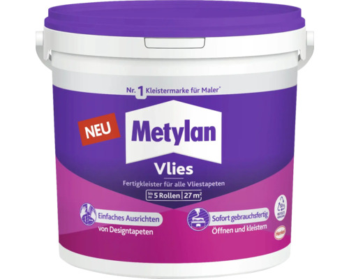 Colle prête à l'emploi papier peint intissé Metylan 5 kg Seau de colle prête à l''emploi Metylan Vlies pour papiers peints intissés