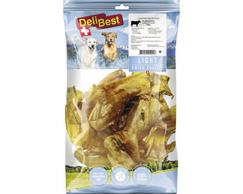 Oreilles à mâcher Delibest 400 g friandises à mâcher DeliBest friandises à mâcher pour chiens en sachet de 400 grammes