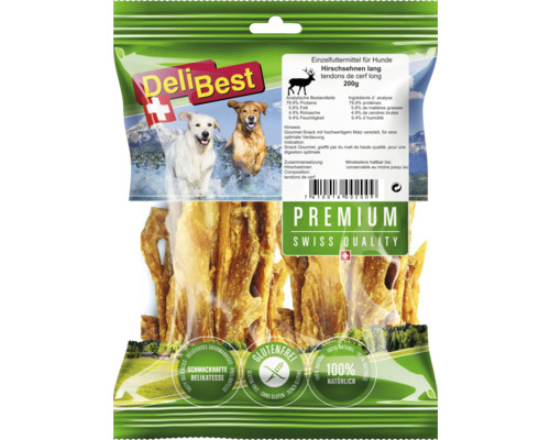 Tendons de cerf longs Delibest Premium 200 g friandises à mâcher Delibest tendons de cerf long, 200 grammes, snack pour chien