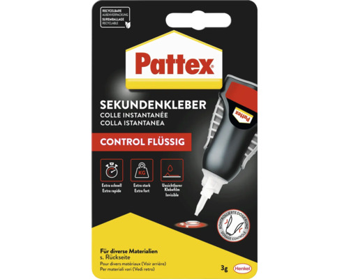 Pattex Colle instantanée Control Liquide pour divers matériaux en emballage extérieur recyclable