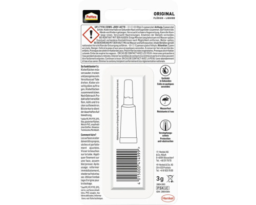 Pattex Colle instantanée Original Liquide 3 grammes