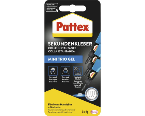 Pattex colle instantanée Mini Trio Gel, emballage