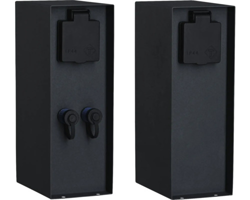 Colonne de prises 2 emplacements Paulmann Plug & Shine IP44 Rio anthracite Out 2x 230V 2x 24V