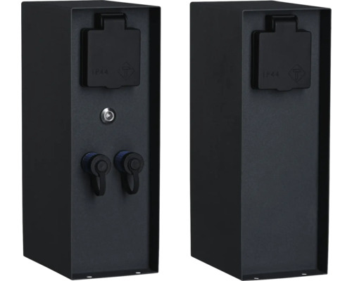 Paulmann Plug & Shine Sensor Steckdosensäule 2-fach IP44 Rio anthrazit Out 2x 230V 2x 24V