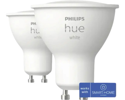 Spot Philips hue W à intensité lumineuse variable GU10/4,2W white 2 pièces Deux ampoules Philips Hue White