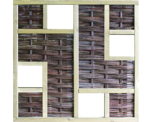 Écran d''intimité en bois tressé avec zones ouvertes